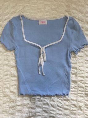 Savida Baby Blue Shirt with White Bow - Size Medium (Eur 40)